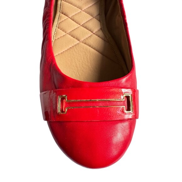 Isaac Mizrahi New York Red Leather Ballet Flats size 8.5 - Picture 3 of 5